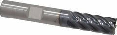 RobbJack - 3/8", 6 Flute, Single End, Solid Carbide, 0.0050 - 0.0070" Corner Radius End Mill - 2-1/2" OAL, 40° Helix, Right Hand Flute, 7/8" LOC, Right Hand Cut - All Tool & Supply