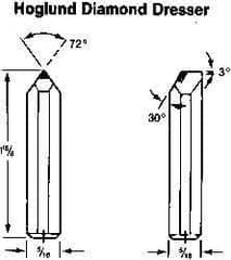 Made in USA - 0.025" Single Point Diamond Dresser - 1-1/2" Long x 5/16" Shank Diam, 72° Included Angle - All Tool & Supply