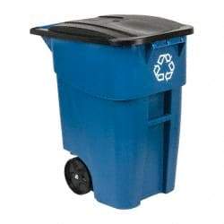 Rubbermaid - 50 Gal Blue Rectangle Recycling Container - Polyethylene, 36-1/2" High x 28-1/2" Long x 23.38" Wide - All Tool & Supply