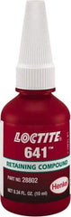 Loctite - 10 mL, Yellow, Low Strength Liquid Retaining Compound - Series 641, 24 hr Full Cure Time - All Tool & Supply