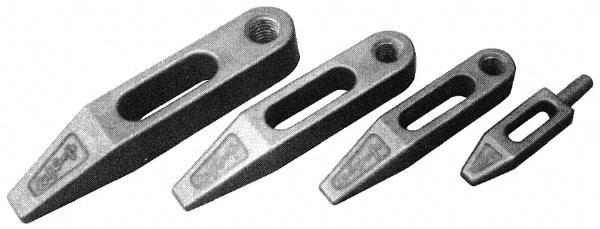 Mitee-Bite - 3/4-10 Stud, Stainless Steel, Plain Strap Clamp - 1-1/2" Travel, 7" OAL x 1.4" Wide x 1-1/16" High, Tapered Nose - All Tool & Supply