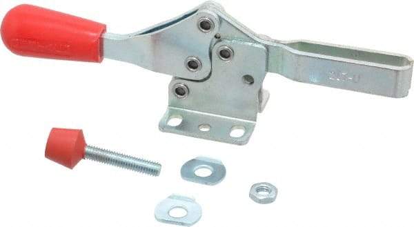 De-Sta-Co - 200 Lb Holding Capacity, Horizontal Handle, Manual Hold Down Toggle Clamp - 61° Handle Movement, 91° Bar Opening, U-Bar, Flanged Base, Electro-Plated Zinc, Carbon Steel - All Tool & Supply