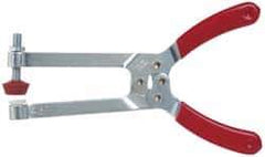 De-Sta-Co - 4448.22 N Load Capacity, 2.91" Throat Depth, 6.8" OAL, Carbon Steel, C Style Plier Clamp - 2.83" Max Jaw Capacity, M6x1 Spindle, 2.83" Open Throat Height, Red Handle, Spindle End - All Tool & Supply