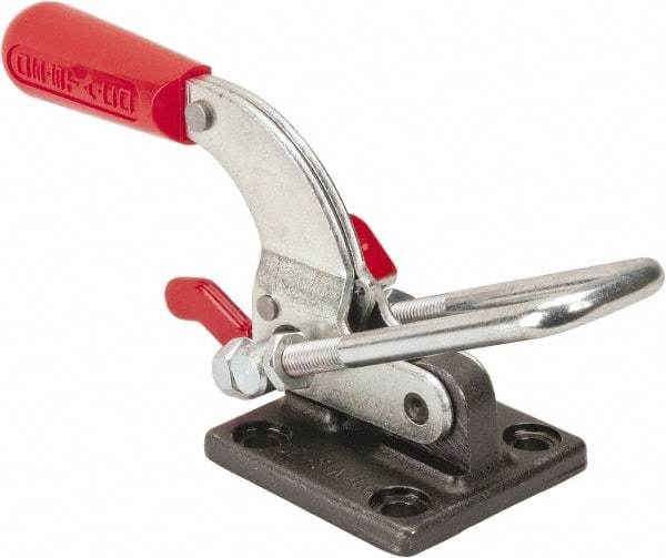 De-Sta-Co - 4,000 Lb Capacity, Horizontal, U Hook, Flanged Base, Carbon Steel Pull Action Latch Clamp - 3-1/2" Drawing Movement, 10.19" OAL, Threaded U Hook, Straight Handle - All Tool & Supply