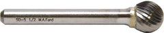 M.A. Ford - 4.8mm Cut Diam, 3mm Shank Diam, Ball Head Double Cut Burr - Carbide, Radius End, 4mm LOC, 38mm OAL - All Tool & Supply