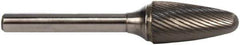 M.A. Ford - 5/8" Cut Diam, 1/4" Shank Diam, Tree with Radius Head Double Cut Burr - Carbide, Radius End, 1" LOC, 3" OAL - All Tool & Supply