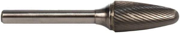 M.A. Ford - 3/4" Cut Diam, 1/4" Shank Diam, Tree with Radius Head Double Cut Burr - Carbide, Radius End, 1-1/2" LOC, 3-1/2" OAL - All Tool & Supply