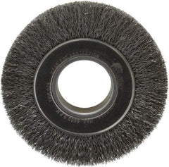 Weiler - 6" OD, 2" Arbor Hole, Crimped Steel Wheel Brush - 1" Face Width, 1-1/8" Trim Length, 0.0104" Filament Diam, 6,000 RPM - All Tool & Supply