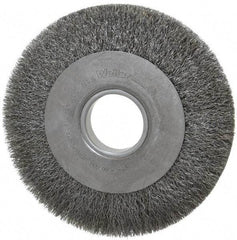 Weiler - 8" OD, 2" Arbor Hole, Crimped Steel Wheel Brush - 1" Face Width, 1-3/8" Trim Length, 0.0104" Filament Diam, 4,500 RPM - All Tool & Supply