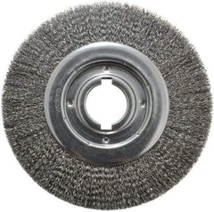 Weiler - 10" OD, 2" Arbor Hole, Crimped Steel Wheel Brush - 1-1/8" Face Width, 2" Trim Length, 0.014" Filament Diam, 3,600 RPM - All Tool & Supply