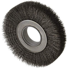 Weiler - 7" OD, 2" Arbor Hole, Crimped Steel Wheel Brush - 1-1/4" Face Width, 1-5/8" Trim Length, 0.0118" Filament Diam, 6,000 RPM - All Tool & Supply