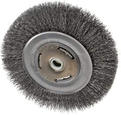 Weiler - 6" OD, 5/8" Arbor Hole, Crimped Steel Wheel Brush - 7/8" Face Width, 1-1/8" Trim Length, 0.014" Filament Diam, 6,000 RPM - All Tool & Supply