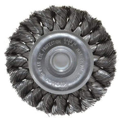 Weiler - 3" OD, 1/2" Arbor Hole, Knotted Steel Wheel Brush - 3/8" Face Width, 5/8" Trim Length, 0.0118" Filament Diam, 25,000 RPM - All Tool & Supply