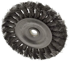 Weiler - 4" OD, 1/2" Arbor Hole, Knotted Steel Wheel Brush - 1/2" Face Width, 7/8" Trim Length, 0.0118" Filament Diam, 20,000 RPM - All Tool & Supply