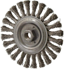 Weiler - 6" OD, 5/8-11 Arbor Hole, Knotted Stainless Steel Wheel Brush - 1/2" Face Width, 1-3/8" Trim Length, 0.023" Filament Diam, 12,500 RPM - All Tool & Supply