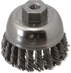 Weiler - 2-3/4" Diam, 3/8-24 Threaded Arbor, Steel Fill Cup Brush - 0.02 Wire Diam, 7/8" Trim Length, 14,000 Max RPM - All Tool & Supply