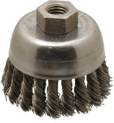 Weiler - 2-3/4" Diam, 1/2-13 Threaded Arbor, Steel Fill Cup Brush - 0.02 Wire Diam, 7/8" Trim Length, 14,000 Max RPM - All Tool & Supply