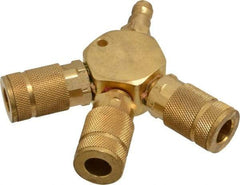 Value Collection - 1/4" Inlet, 1/4" Outlet Manifold - 4-1/2" Long x 0.88" Wide x 4-5/8" High, 1 Inlet Port, 3 Outlet Ports - All Tool & Supply