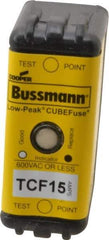 Cooper Bussmann - 300 VDC, 600 VAC, 15 Amp, Time Delay General Purpose Fuse - Plug-in Mount, 1-7/8" OAL, 100 at DC, 200 (CSA RMS), 300 (UL RMS) kA Rating - All Tool & Supply