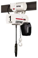 Coffing - 1/4 Ton Capacity, 16 FPM Lift Speed, 115/230 Volt, Hoist with Motorized Trolley - 0.5 Output hp, 10' Max Lift, 17-15/16" Min Headroom, 1 Chain - All Tool & Supply