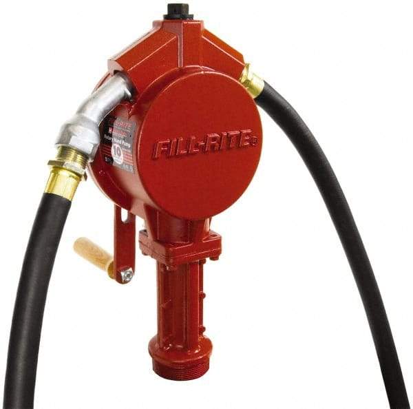 Tuthill - 3/4" Outlet, Cast Aluminum Hand Operated Rotary Pump - 12.8 oz per Stroke, 24" OAL, For Gasoline, Diesel Fuel, Lightweight Oil & Kerosene - All Tool & Supply