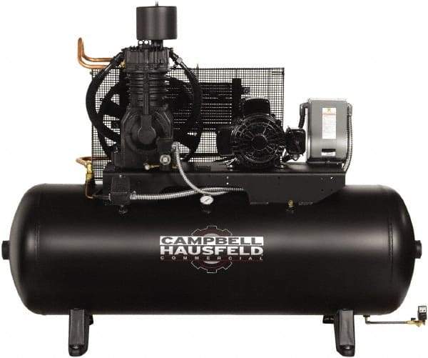 Campbell Hausfeld - 7.5 hp, 80 Gal Stationary Electric Horizontal Screw Air Compressor - Three Phase, 175 Max psi, 24.3 CFM, 208-230/460 Volt - All Tool & Supply