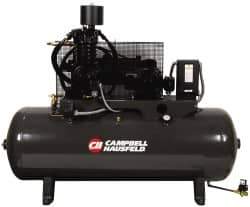 Campbell Hausfeld - 7.5 hp, 80 Gal Stationary Electric Horizontal Screw Air Compressor - Single Phase, 175 Max psi, 24.3 CFM, 230 Volt - All Tool & Supply