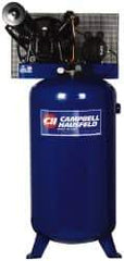 Campbell Hausfeld - 5 hp, 80 Gal Stationary Electric Vertical Air Compressor - Single Phase, 175 Max psi, 13.7 CFM, 230 Volt - All Tool & Supply