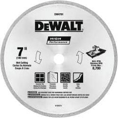 DeWALT - 7" Diam, 5/8 & 7/8" Arbor Hole Diam, Wet & Dry Cut Saw Blade - Diamond-Tipped, Straight Action, Standard Round Arbor - All Tool & Supply