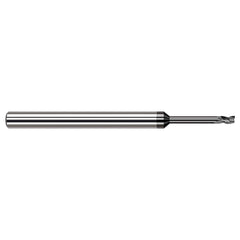 Square End Mill: 1/16'' Dia, 3/32'' LOC, 1/8'' Shank Dia, 2-1/2'' OAL, 4 Flutes, Solid Carbide Single End, Amorphous Diamond Finish, 30 ° Helix, Centercutting, RH Cut, RH Flute