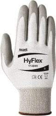 Ansell - Size XL (10), ANSI Cut Lvl 2, Puncture Lvl 4, Abrasion Lvl 4, Polyurethane Coated HPPE Fiber Cut Resistant Gloves - 9" Long, Palm Coated, Knit Wrist, Gray/White, Paired - All Tool & Supply