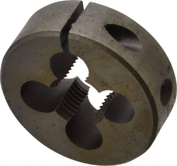 Made in USA - 1/2-20 UNF Thread, 1-1/2" Outside Diam High Speed Steel Round Die - 1/2" Thick, Right Hand Thread, Adjustable - Exact Industrial Supply