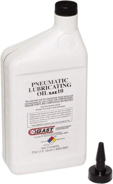 Gast - 1 Qt Air Compressor Lubricating Oil - Use with Gast Lubricated Vacuum Pumps, Air Compressors and Air Motors - All Tool & Supply