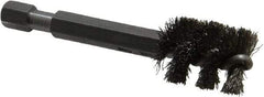 Made in USA - 1/2 Inch Inside Diameter, 5/8 Inch Actual Brush Diameter, Stainless Steel, Power Fitting and Cleaning Brush - 1/4 Shank Diameter, 2-3/4 Inch Long, Hex Shaft Stem - All Tool & Supply