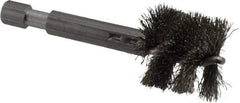 Made in USA - 3/4 Inch Inside Diameter, 7/8 Inch Actual Brush Diameter, Stainless Steel, Power Fitting and Cleaning Brush - 1/4 Shank Diameter, 2-3/4 Inch Long, Hex Shaft Stem - All Tool & Supply