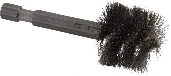 Made in USA - 7/8 Inch Inside Diameter, 1 Inch Actual Brush Diameter, Stainless Steel, Power Fitting and Cleaning Brush - 1/4 Shank Diameter, 2-3/4 Inch Long, Hex Shaft Stem - All Tool & Supply