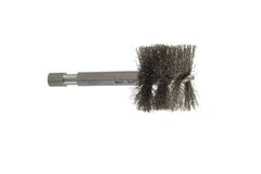 Made in USA - 1 Inch Inside Diameter, 1-1/8 Inch Actual Brush Diameter, Stainless Steel, Power Fitting and Cleaning Brush - 1/4 Shank Diameter, 2-3/4 Inch Long, Hex Shaft Stem - All Tool & Supply