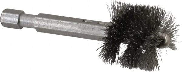 Made in USA - 7/8 Inch Inside Diameter, 1 Inch Actual Brush Diameter, Carbon Steel, Power Fitting and Cleaning Brush - 1/4 Shank Diameter, 2-3/4 Inch Long, Hex Shaft Stem - All Tool & Supply