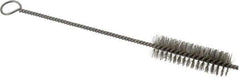 PRO-SOURCE - 3" Long x 7/8" Diam Stainless Steel Twisted Wire Bristle Brush - Single Spiral, 10" OAL, 0.008" Wire Diam, 0.162" Shank Diam - All Tool & Supply