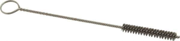 Made in USA - 1-1/2" Long x 1/4" Diam Stainless Steel Twisted Wire Bristle Brush - Double Spiral, 5-1/2" OAL, 0.003" Wire Diam, 0.062" Shank Diam - All Tool & Supply