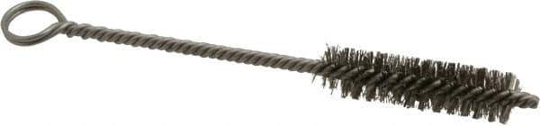 Made in USA - 2" Long x 1/2" Diam Stainless Steel Twisted Wire Bristle Brush - Double Spiral, 5-1/2" OAL, 0.006" Wire Diam, 0.11" Shank Diam - All Tool & Supply