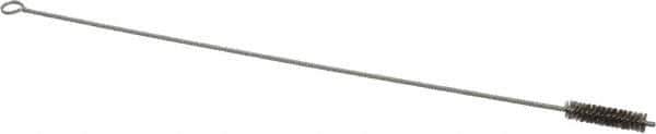 Made in USA - 2" Long x 1/2" Diam Stainless Steel Twisted Wire Bristle Brush - Double Spiral, 18" OAL, 0.004" Wire Diam, 0.11" Shank Diam - All Tool & Supply