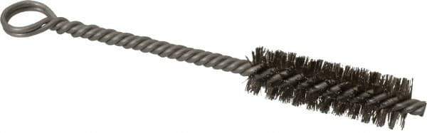 Made in USA - 2" Long x 5/8" Diam Stainless Steel Twisted Wire Bristle Brush - Double Spiral, 5-1/2" OAL, 0.008" Wire Diam, 0.142" Shank Diam - All Tool & Supply