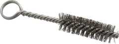 Made in USA - 2-1/2" Long x 3/4" Diam Stainless Steel Twisted Wire Bristle Brush - Double Spiral, 5-1/2" OAL, 0.01" Wire Diam, 0.162" Shank Diam - All Tool & Supply