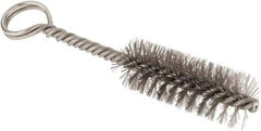 Made in USA - 2-1/2" Long x 7/8" Diam Stainless Steel Twisted Wire Bristle Brush - Double Spiral, 5-1/2" OAL, 0.01" Wire Diam, 0.162" Shank Diam - All Tool & Supply