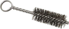 Made in USA - 2-1/2" Long x 1" Diam Stainless Steel Twisted Wire Bristle Brush - Double Spiral, 5-1/2" OAL, 0.01" Wire Diam, 0.162" Shank Diam - All Tool & Supply