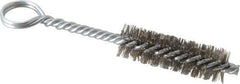 Made in USA - 2-1/2" Long x 3/4" Diam Stainless Steel Twisted Wire Bristle Brush - Double Spiral, 5-1/2" OAL, 0.01" Wire Diam, 0.235" Shank Diam - All Tool & Supply