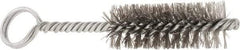 Made in USA - 2-1/2" Long x 7/8" Diam Stainless Steel Twisted Wire Bristle Brush - Double Spiral, 5-1/2" OAL, 0.01" Wire Diam, 0.235" Shank Diam - All Tool & Supply