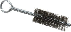 Made in USA - 2-1/2" Long x 1" Diam Stainless Steel Twisted Wire Bristle Brush - Double Spiral, 5-1/2" OAL, 0.01" Wire Diam, 0.235" Shank Diam - All Tool & Supply