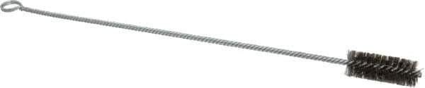 Made in USA - 2-1/2" Long x 1" Diam Stainless Steel Twisted Wire Bristle Brush - Double Spiral, 18" OAL, 0.006" Wire Diam, 0.235" Shank Diam - All Tool & Supply